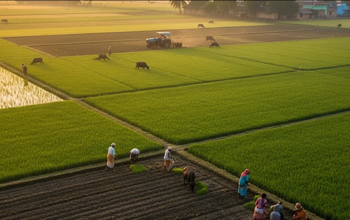 Farmers working in the field